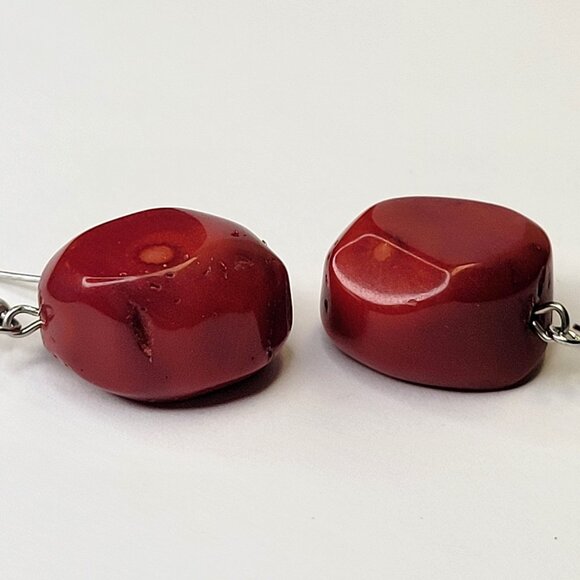 Red Coral Earrings Small Red Earrings Light Red Earrings - Picture 4 of 11